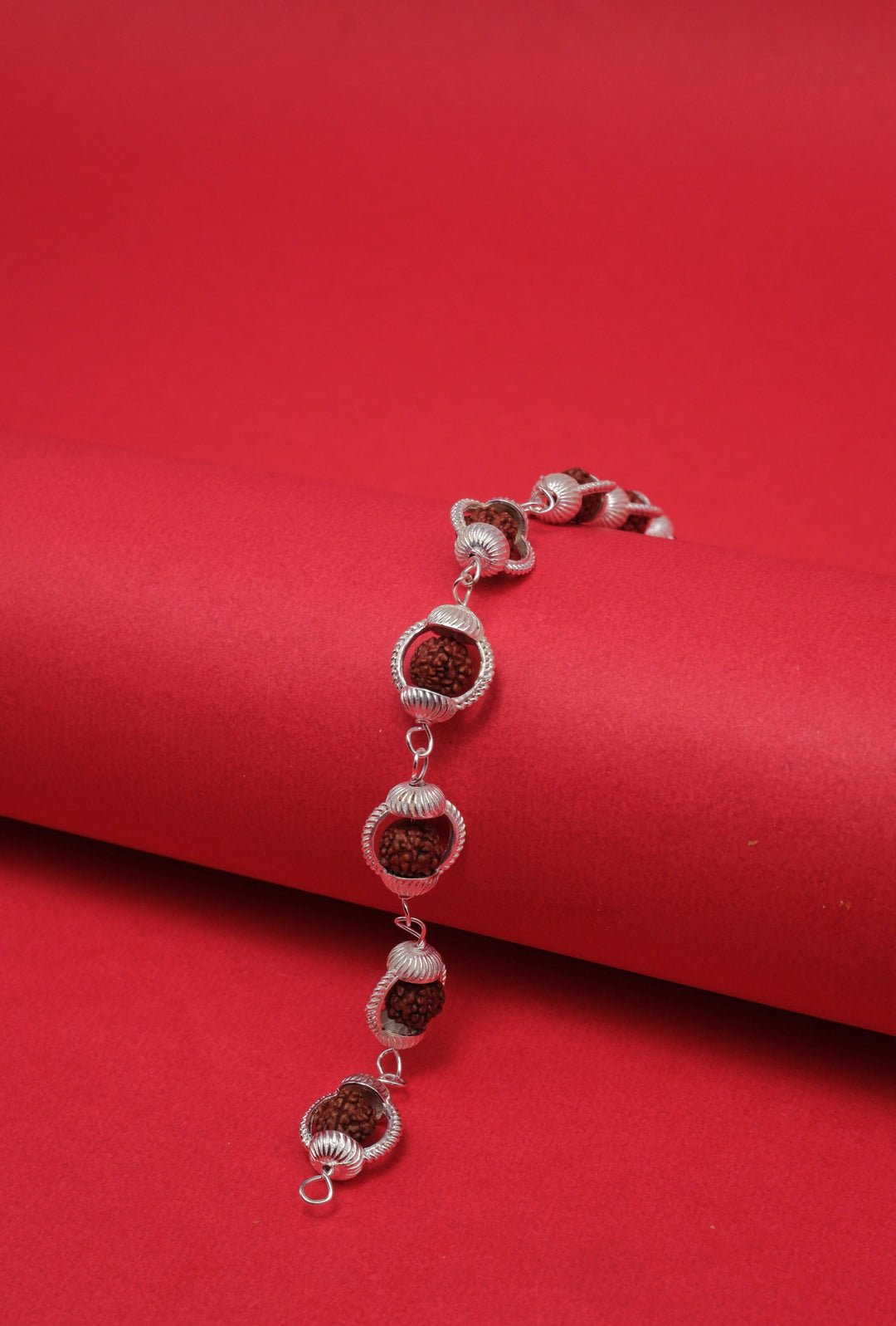 Original Rudraksha Bracelet with Designer Silver Caps