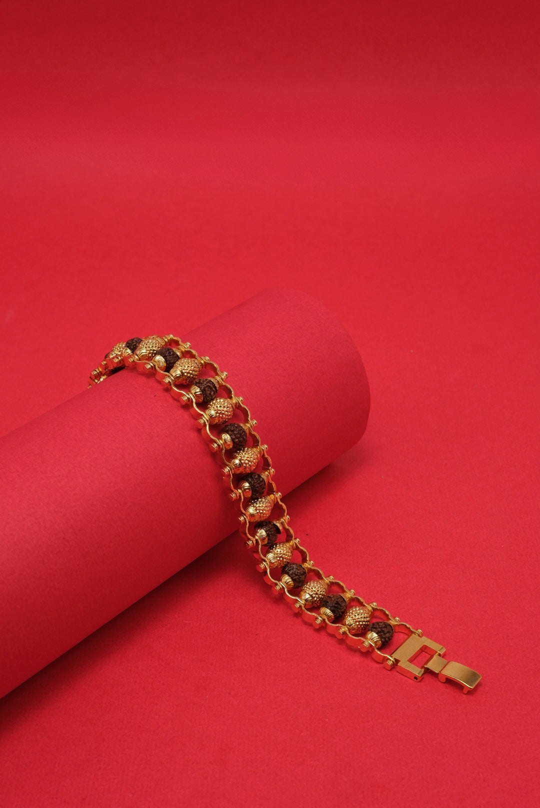 Premium Rudraksha Bracelet with Golden Mesh Design