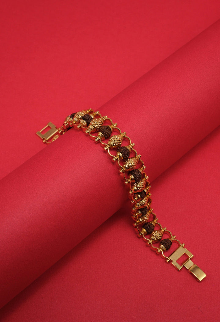 Premium Rudraksha Bracelet with Golden Mesh Design