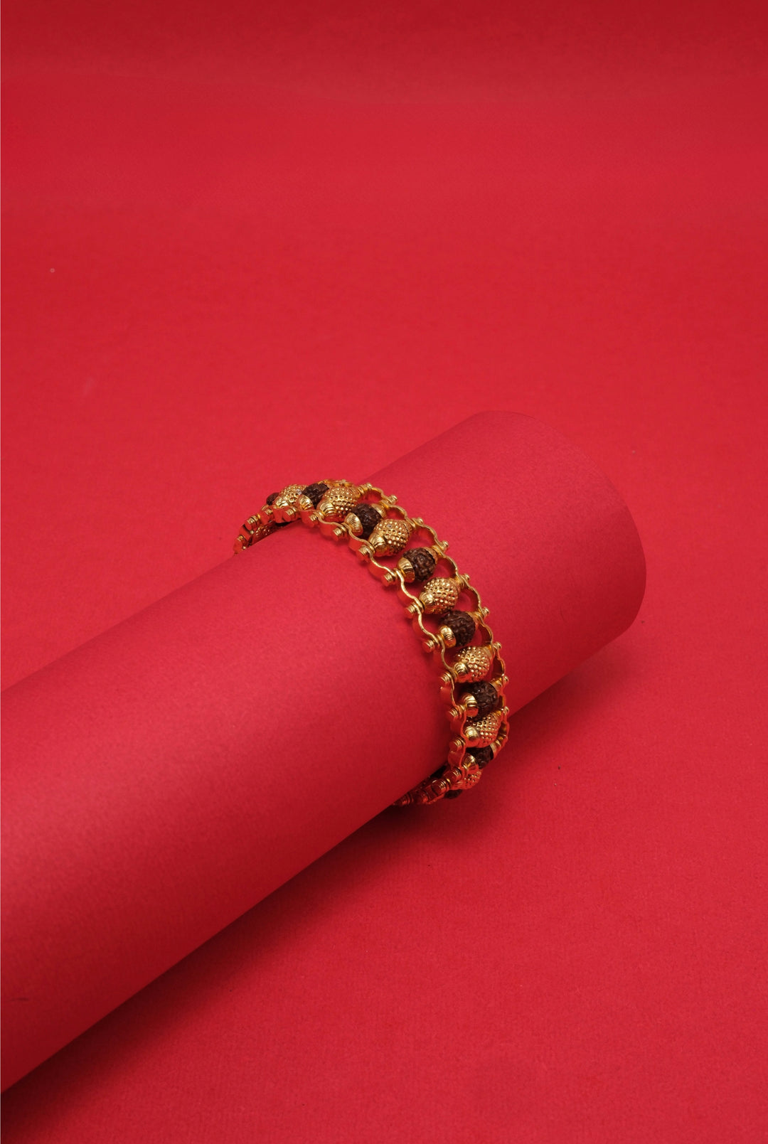 Premium Rudraksha Bracelet with Golden Mesh Design