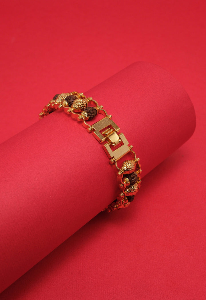 Premium Rudraksha Bracelet with Golden Mesh Design