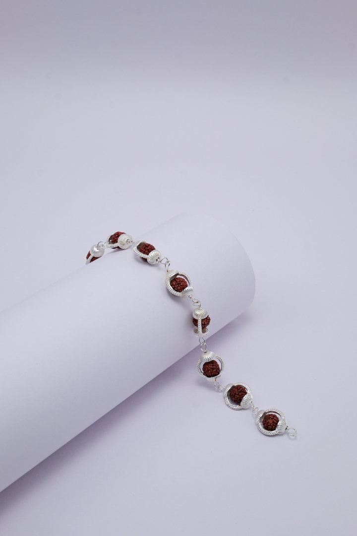 Original Rudraksha Bracelet with Designer Silver Caps