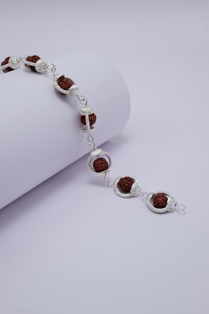 Original Rudraksha Bracelet with Designer Silver Caps