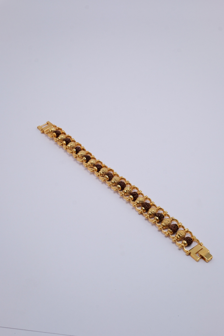 Premium Rudraksha Bracelet with Golden Mesh Design
