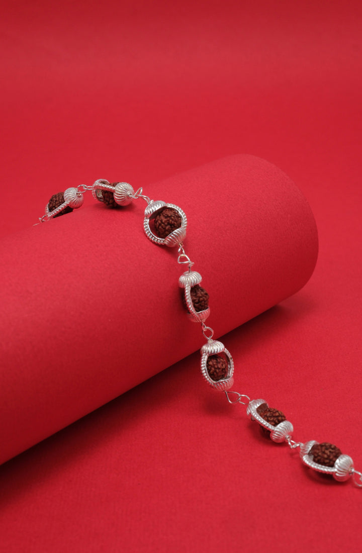 Original Rudraksha Bracelet with Designer Silver Caps