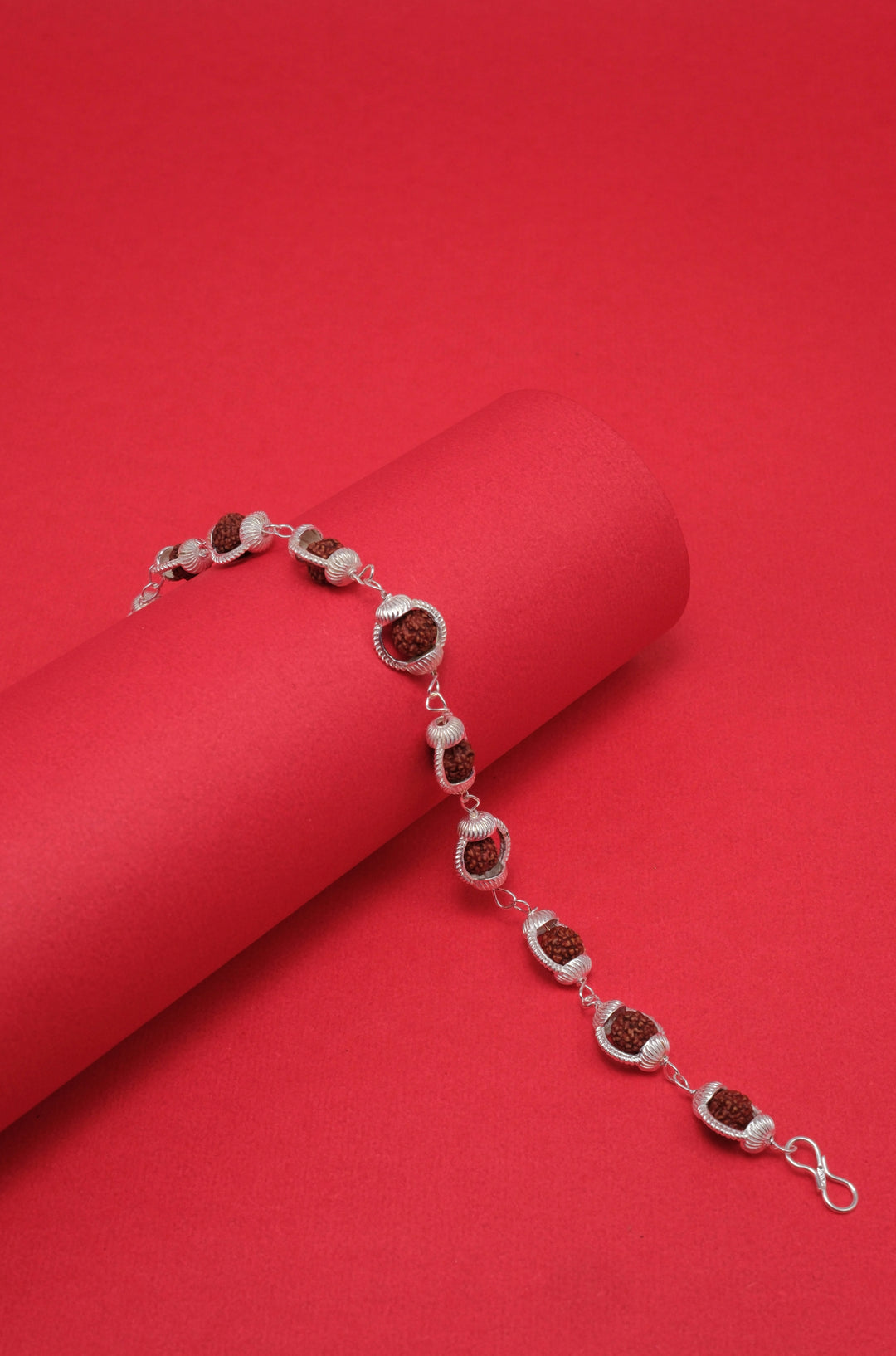 Original Rudraksha Bracelet with Designer Silver Caps