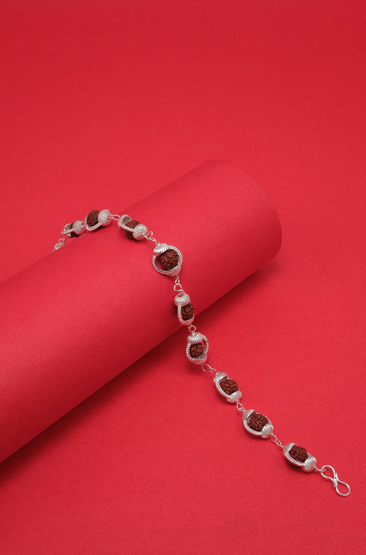 Original Rudraksha Bracelet with Designer Silver Caps