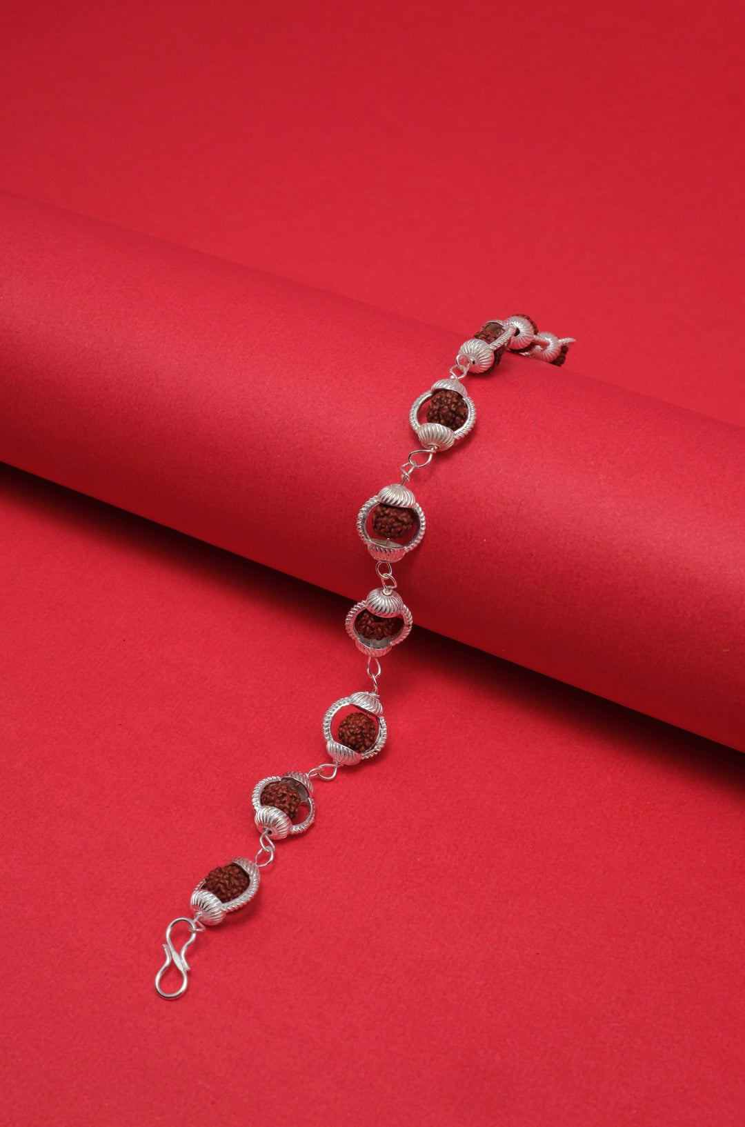 Original Rudraksha Bracelet with Designer Silver Caps