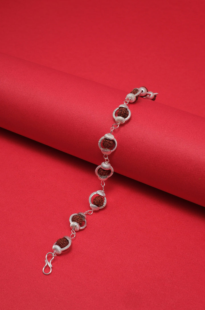 Original Rudraksha Bracelet with Designer Silver Caps