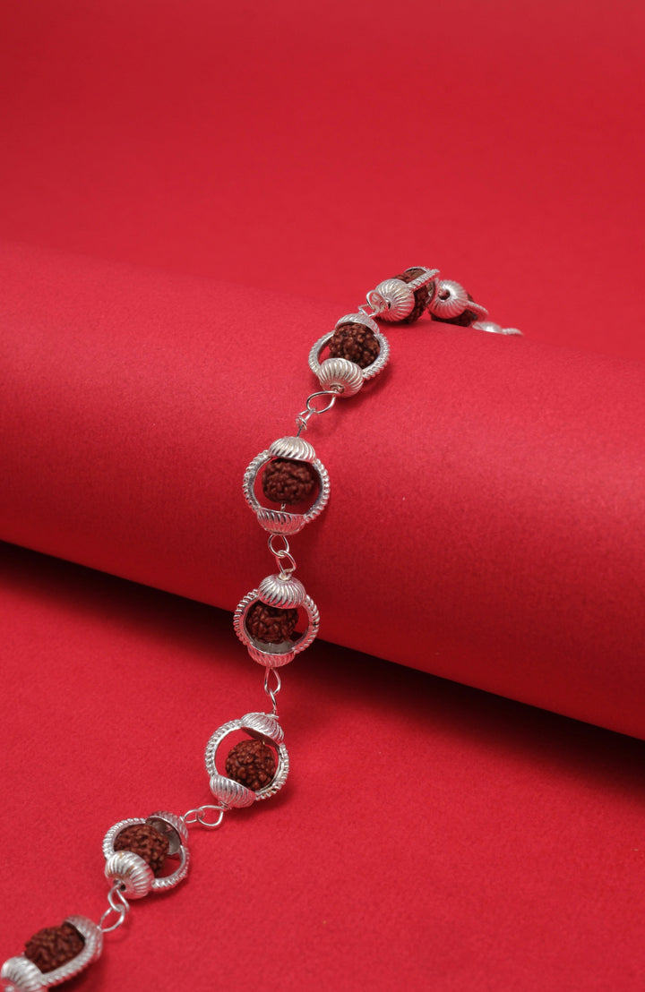 Original Rudraksha Bracelet with Designer Silver Caps